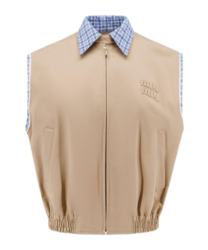 Miu Miu Sleeveless Vest In Gray