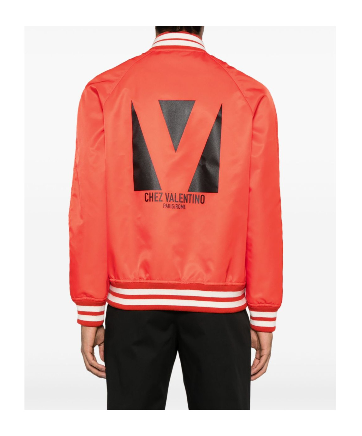 Valentino Padded Bomber Jacket With Ribbed Cuffs And Hem In Orange