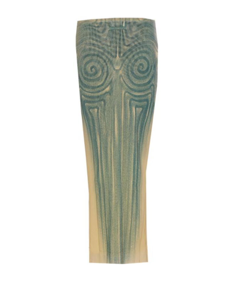 Jean Paul Gaultier Mesh Spiral Long Skirt In Gray