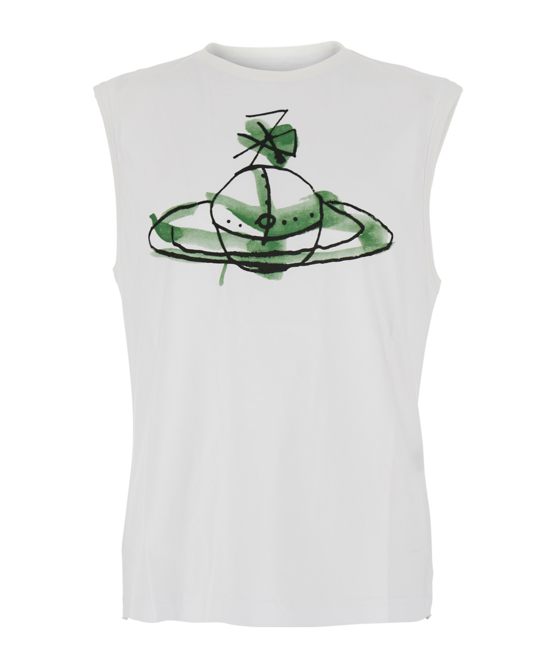Vivienne Westwood White Crew Neck Top With Orb Print On The Front In Cotton Man In Yellow