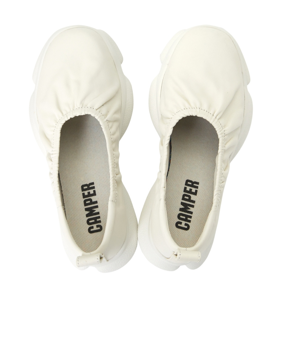 Camper Karst Leather Ballerina Shoes In White