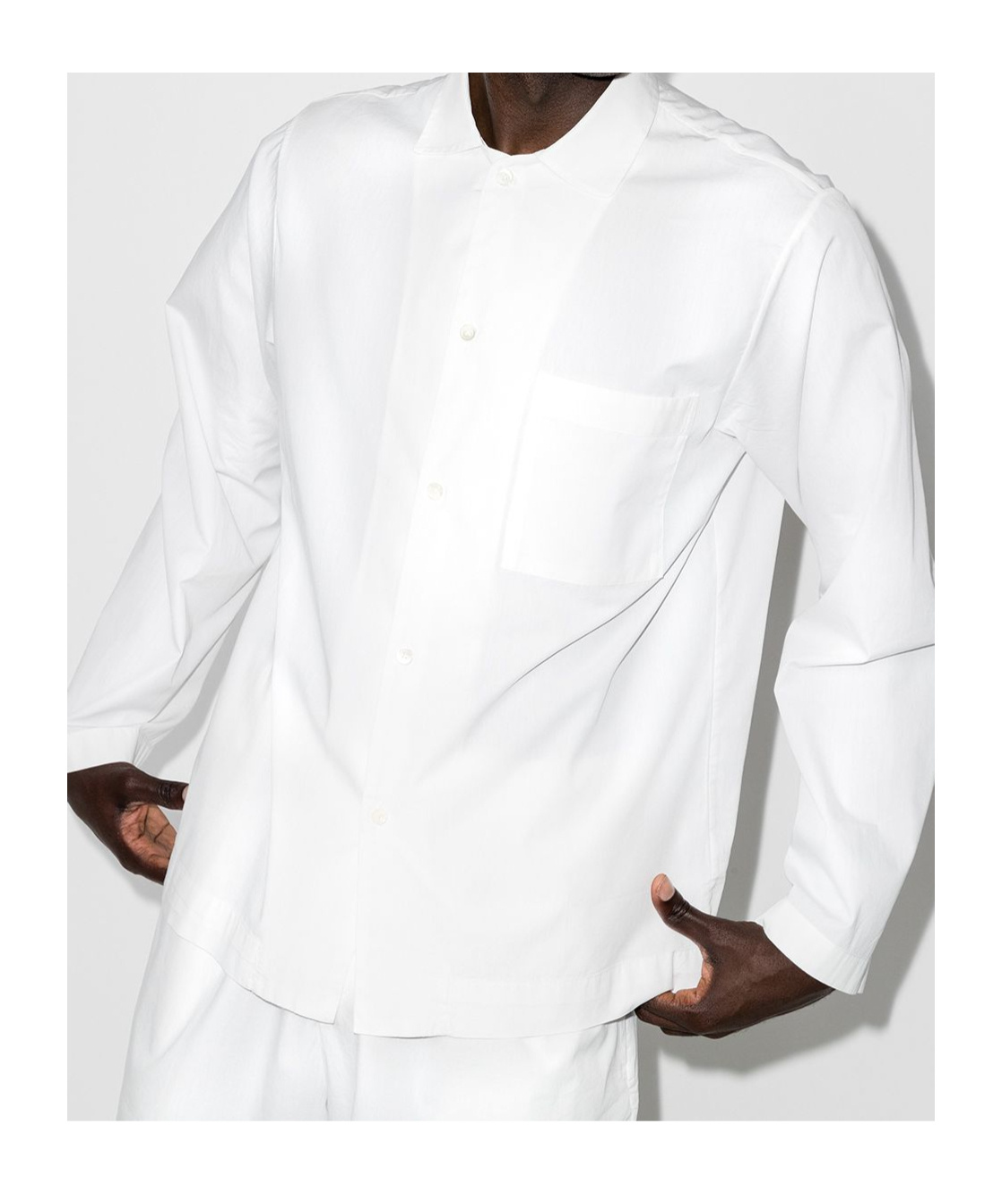 Tekla Buttoned Poplin Pajama Shirt In White