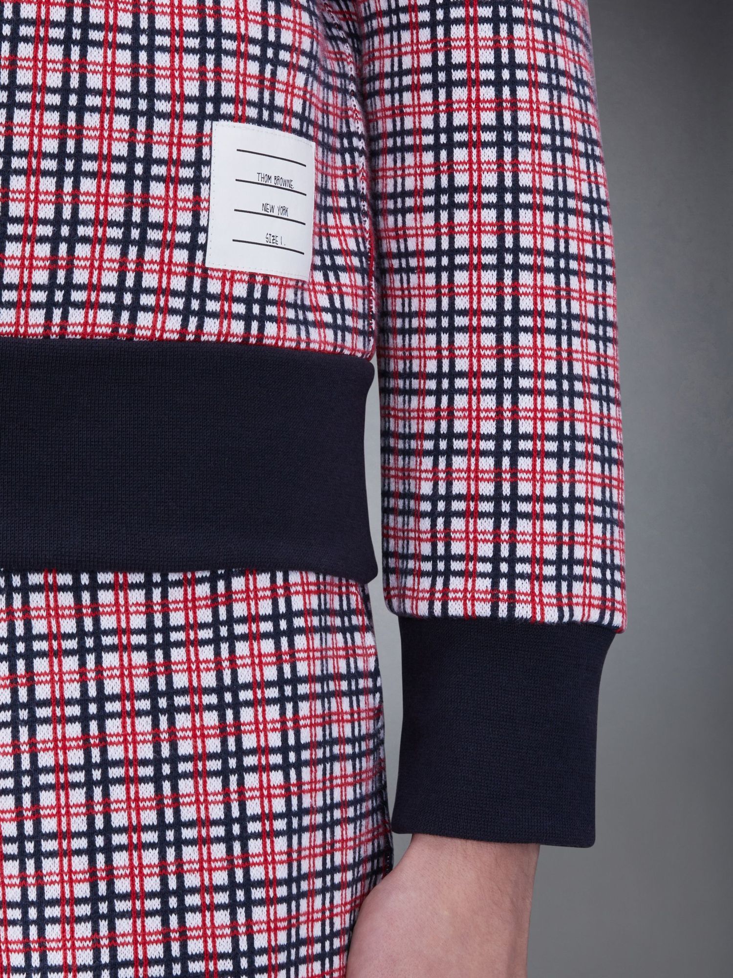 Shop Thom Browne Checked Jacquard Crew-neck Sweatshirt In Multicolor