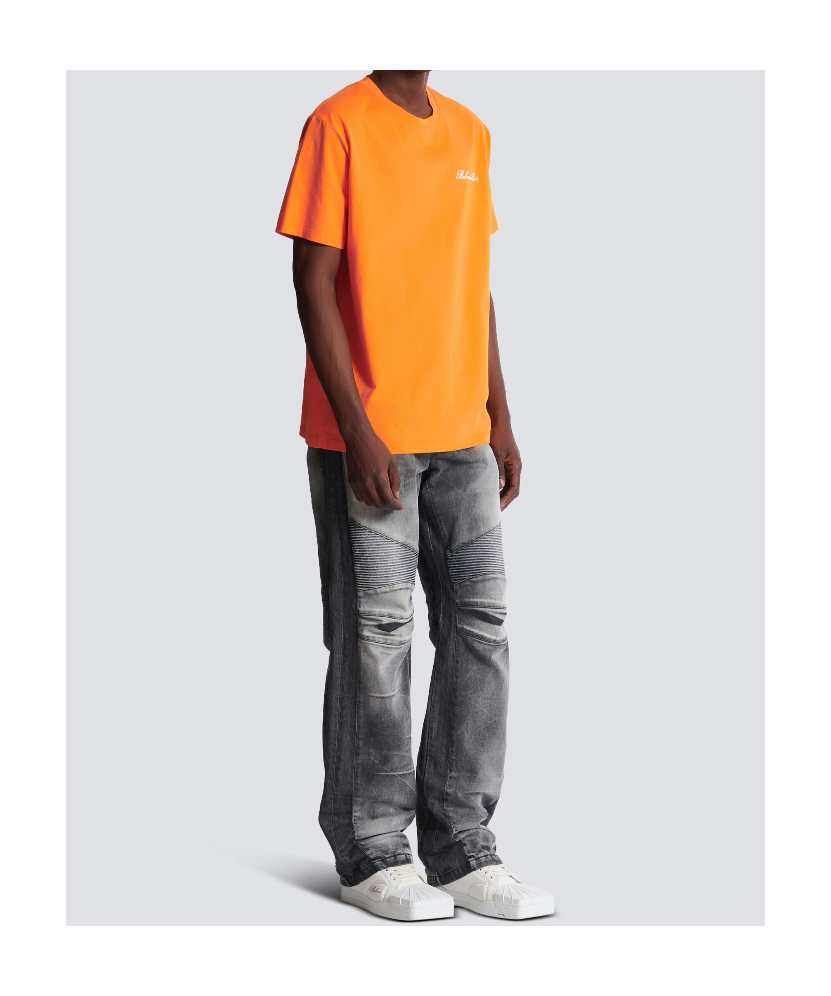 Balmain Embroidered Signature Logo T-shirt In Orange