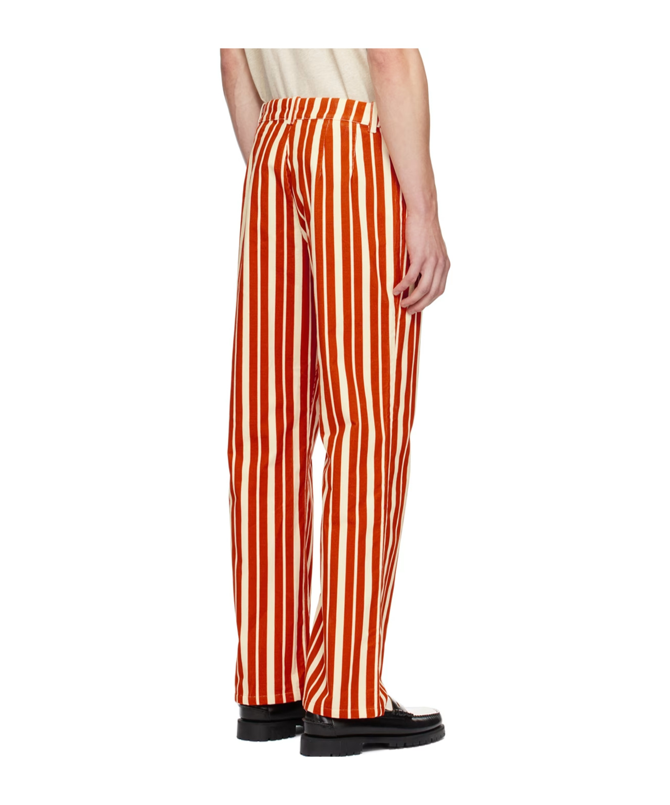 Apc Stripe Pattern Casual Pants In Red