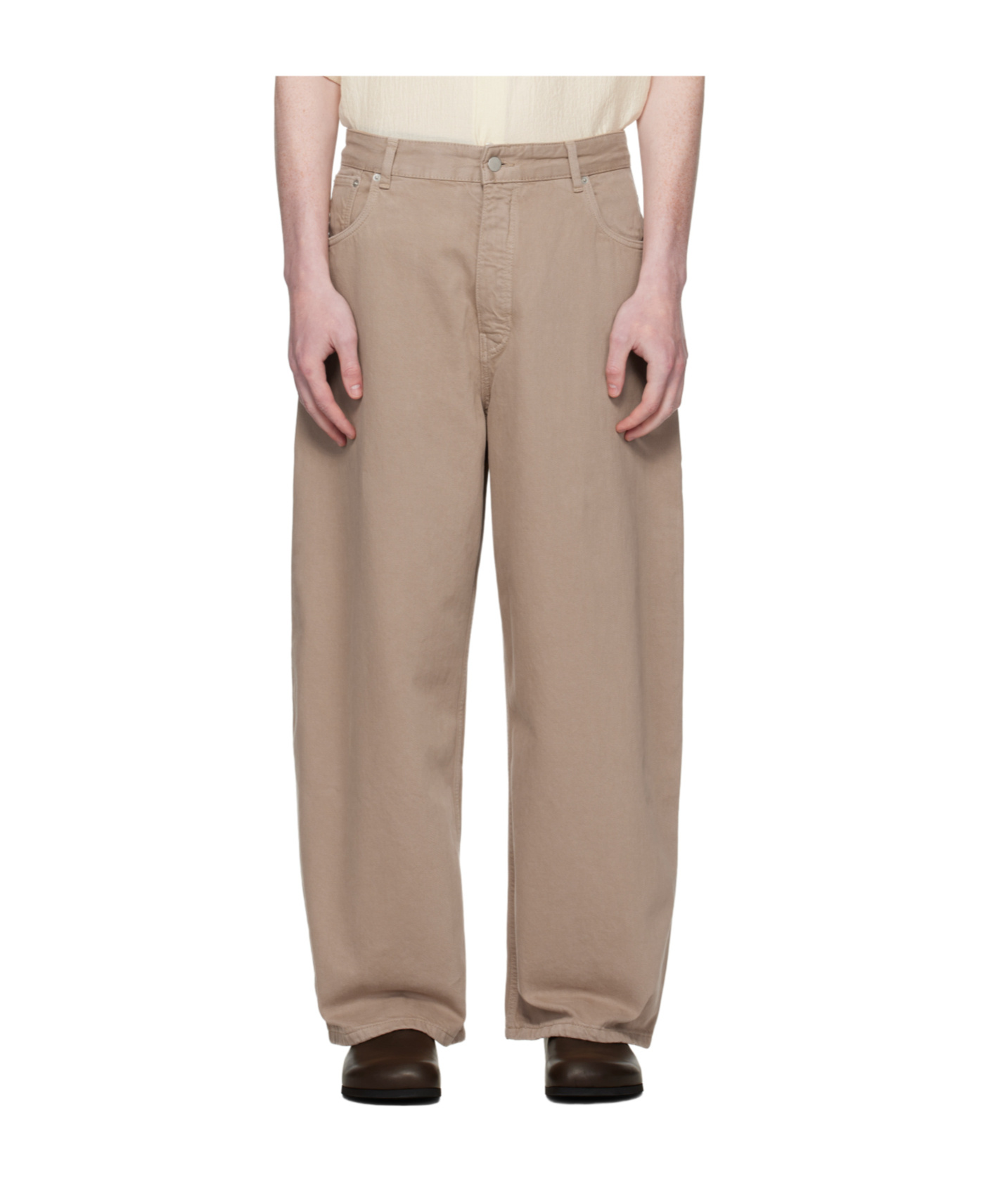 Studio Nicholson Taupe Paolo Jeans In Brown