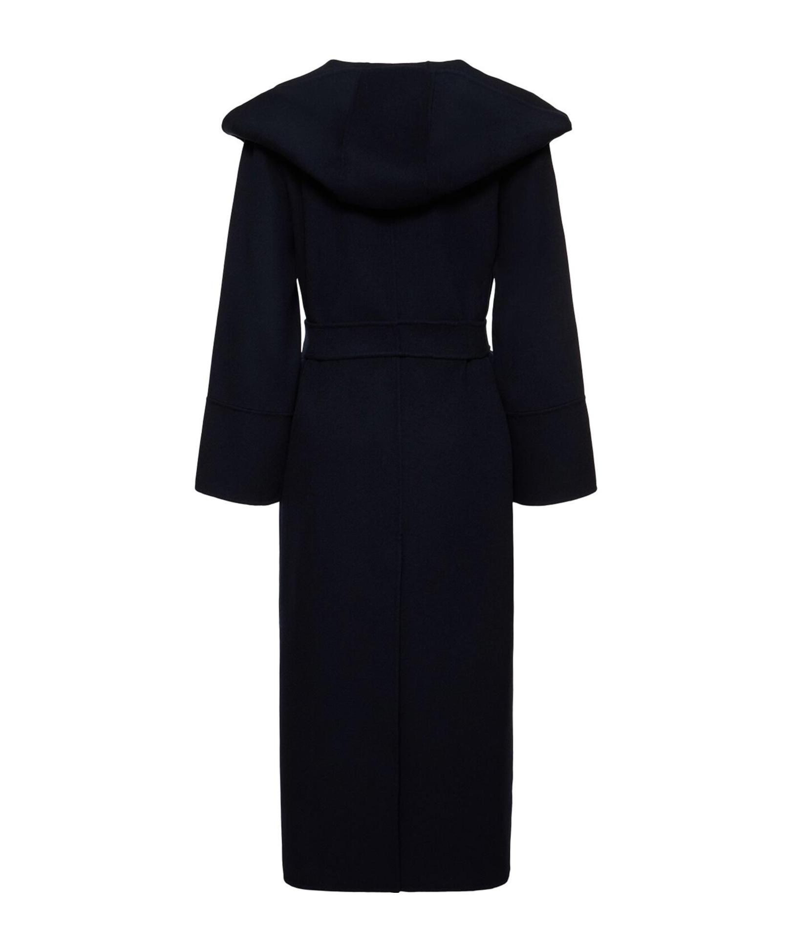 Max Mara Navy Blue Rialto Camel Wool Robe Coat In Black