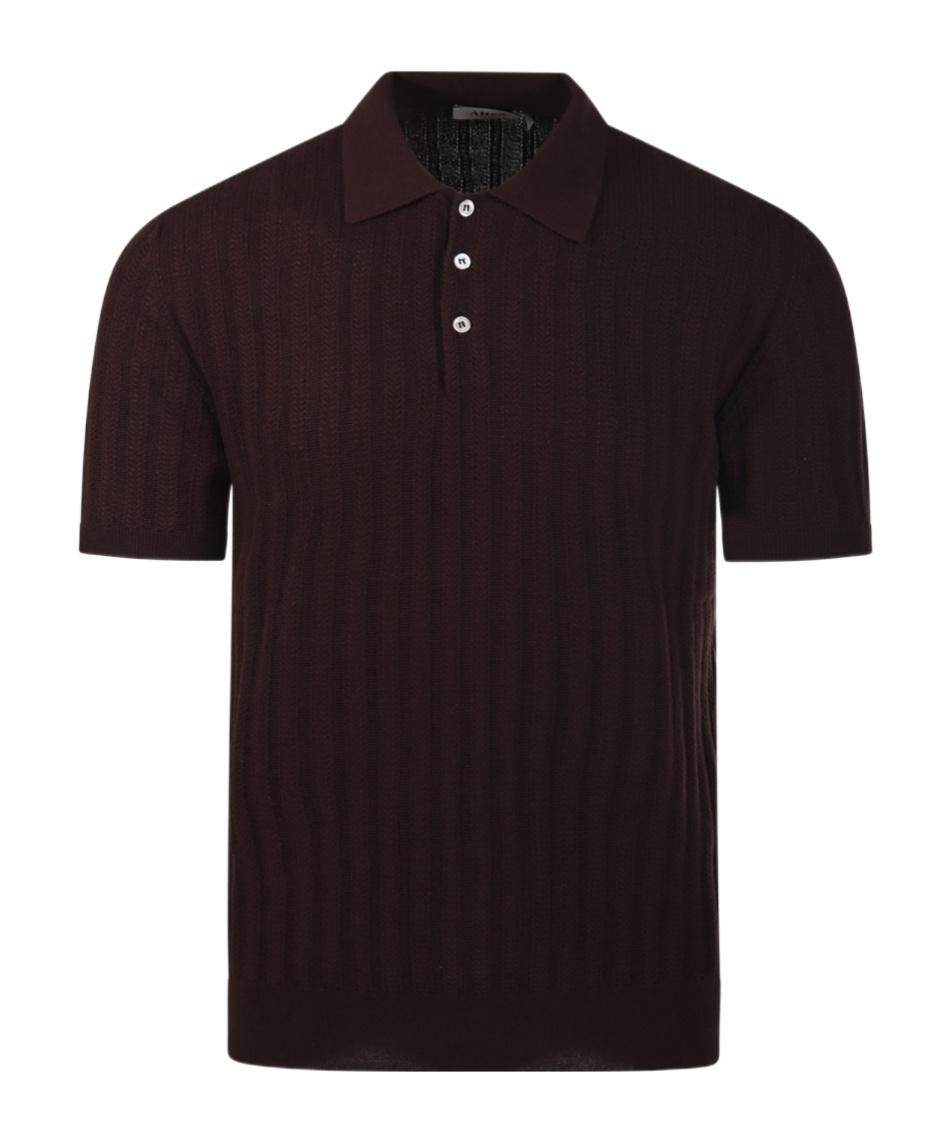 Altea Textured Ribbed Short Sleeve Polo In Black