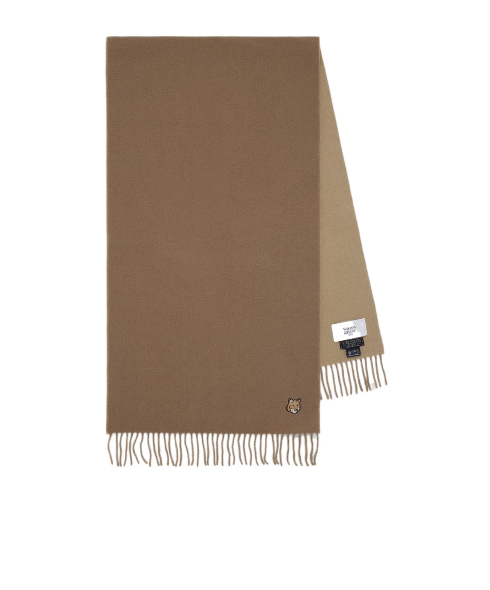 Maison Kitsuné Fox Head Double-sided Scarf In Brown
