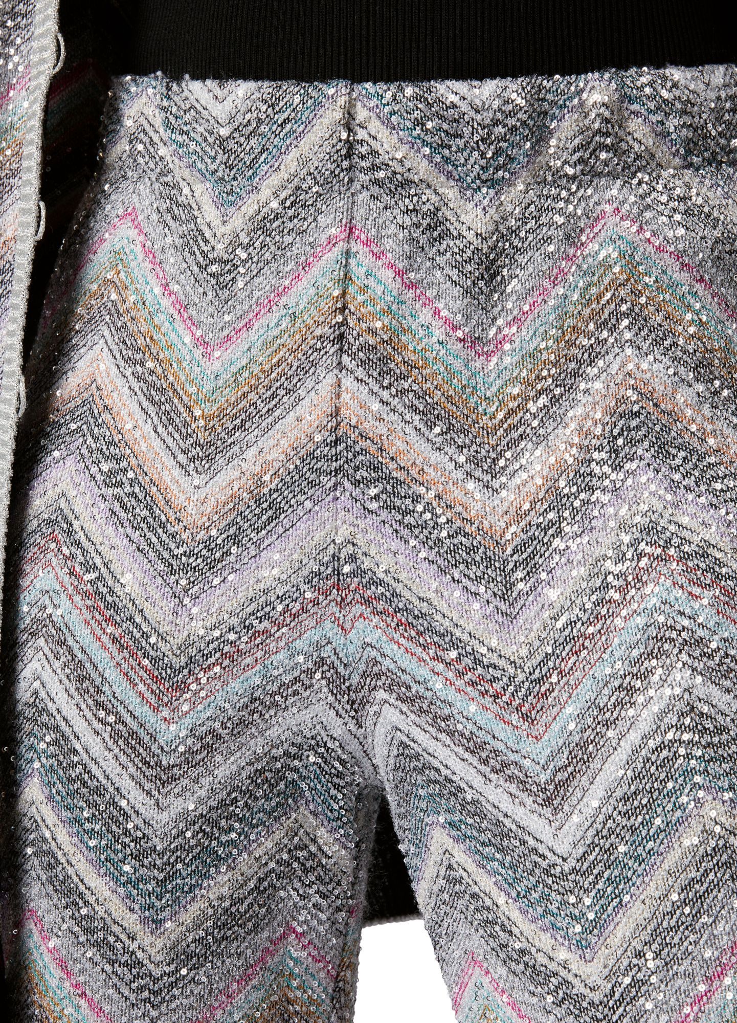 MISSONI FLARED TROUSERS IN ZIGZAG KNIT WITH SEQUINS