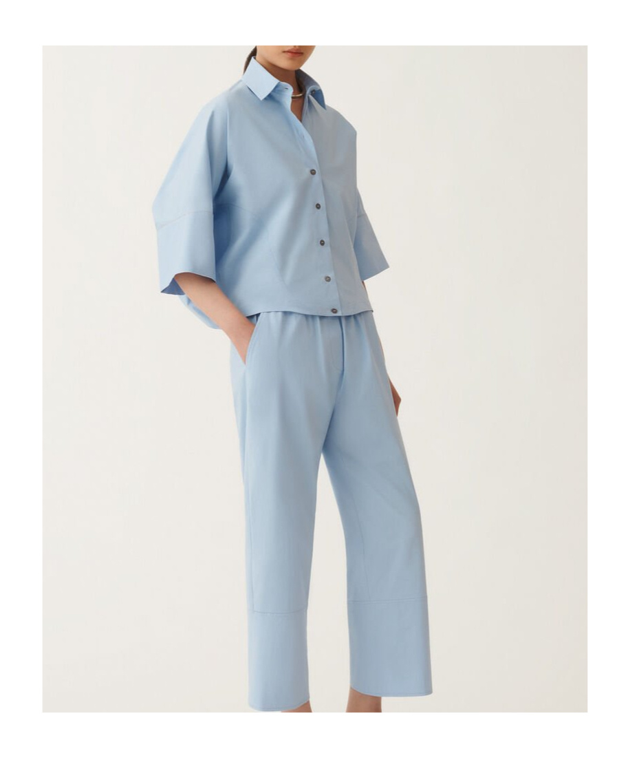 Fabiana Filippi Stretch Poplin Shirt In Blue