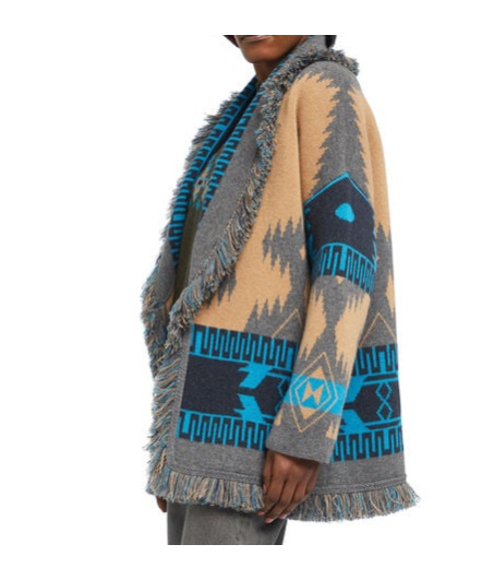 Alanui Shawl Collar Knit Cardigan With Fringe In Multi