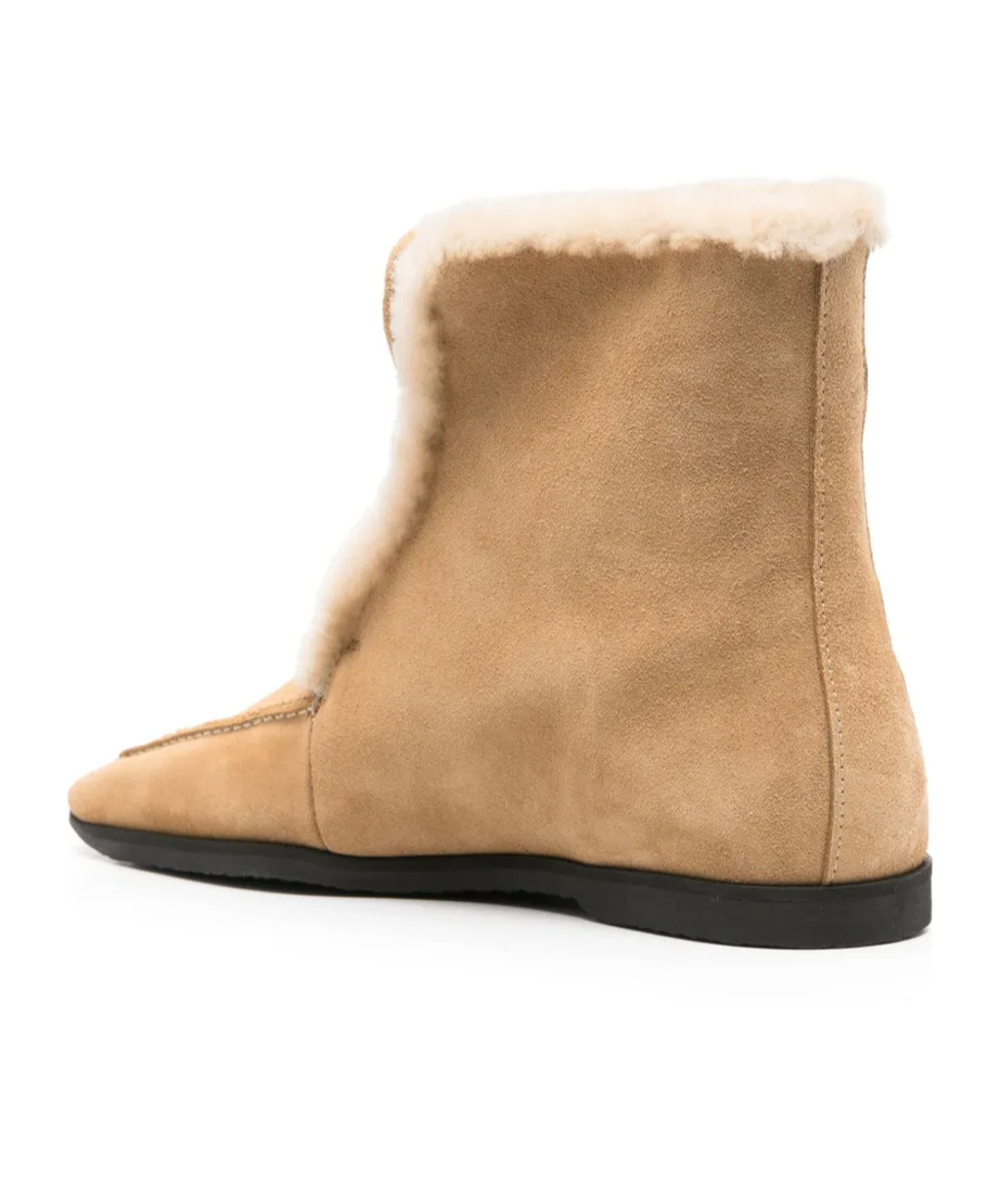 Totême Beige Suede Ankle Boots In Nude
