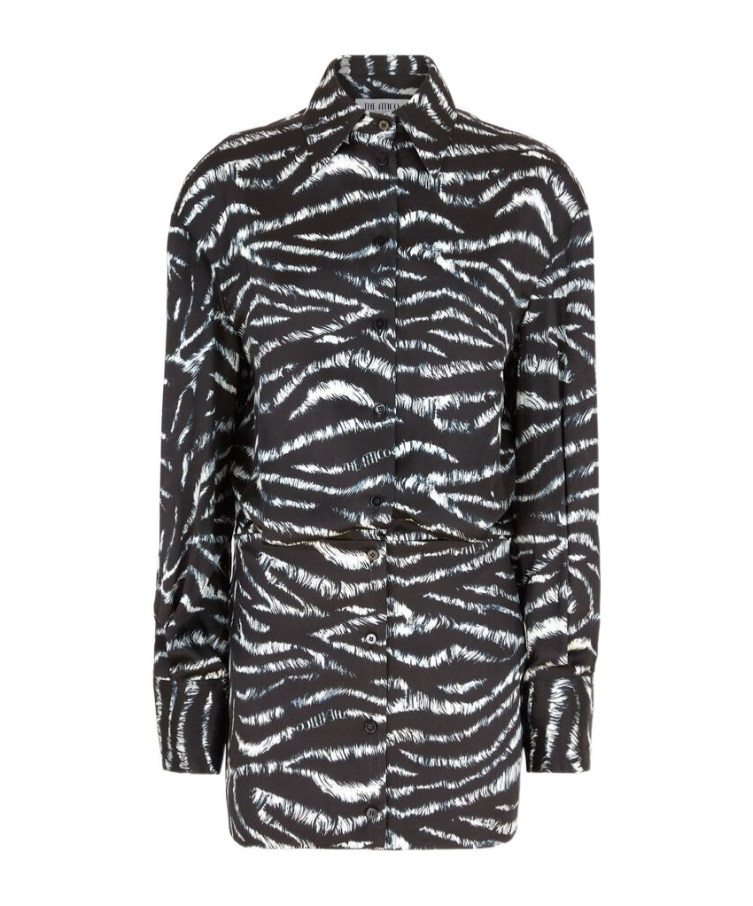 Attico Long-sleeved Dress In Black