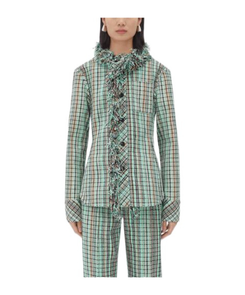 Bottega Veneta Tassel Plaid Casual Jacket In Gray