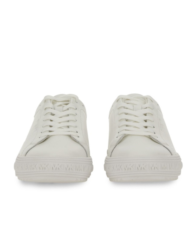 Michael Michael Kors White Cow Leather Sneakers With Textured Sole In White