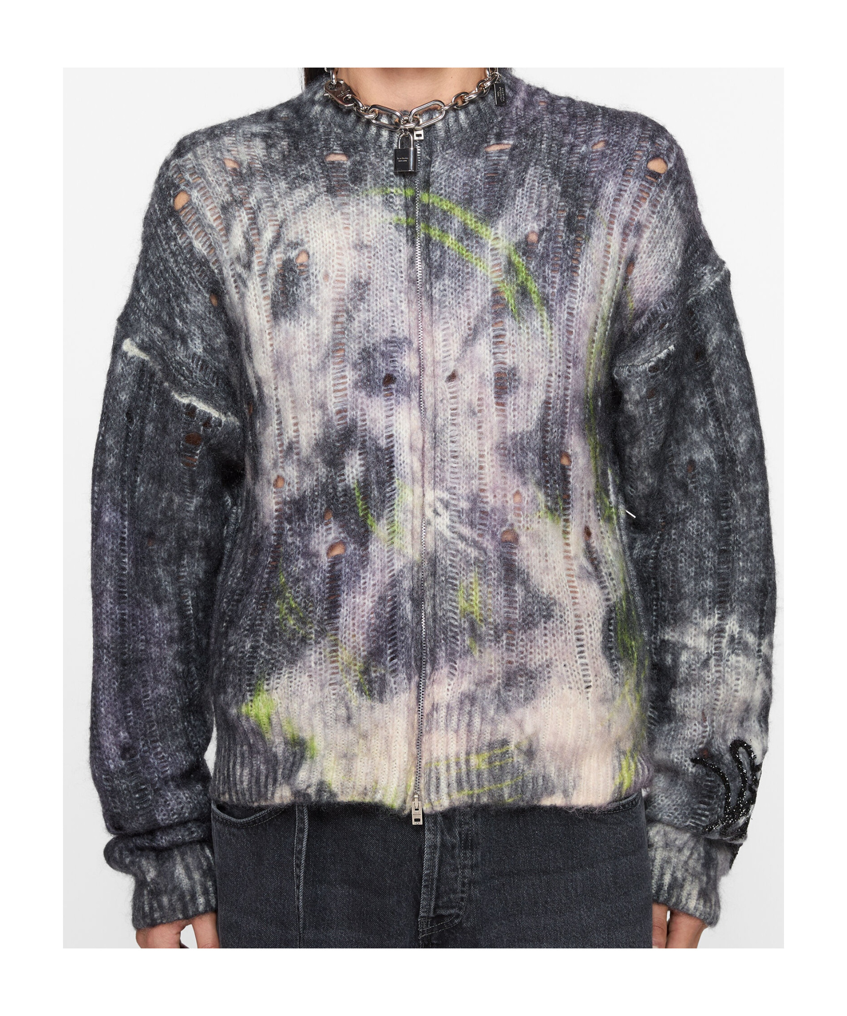 Shop Acne Studios Destroyed Sweater In Gray
