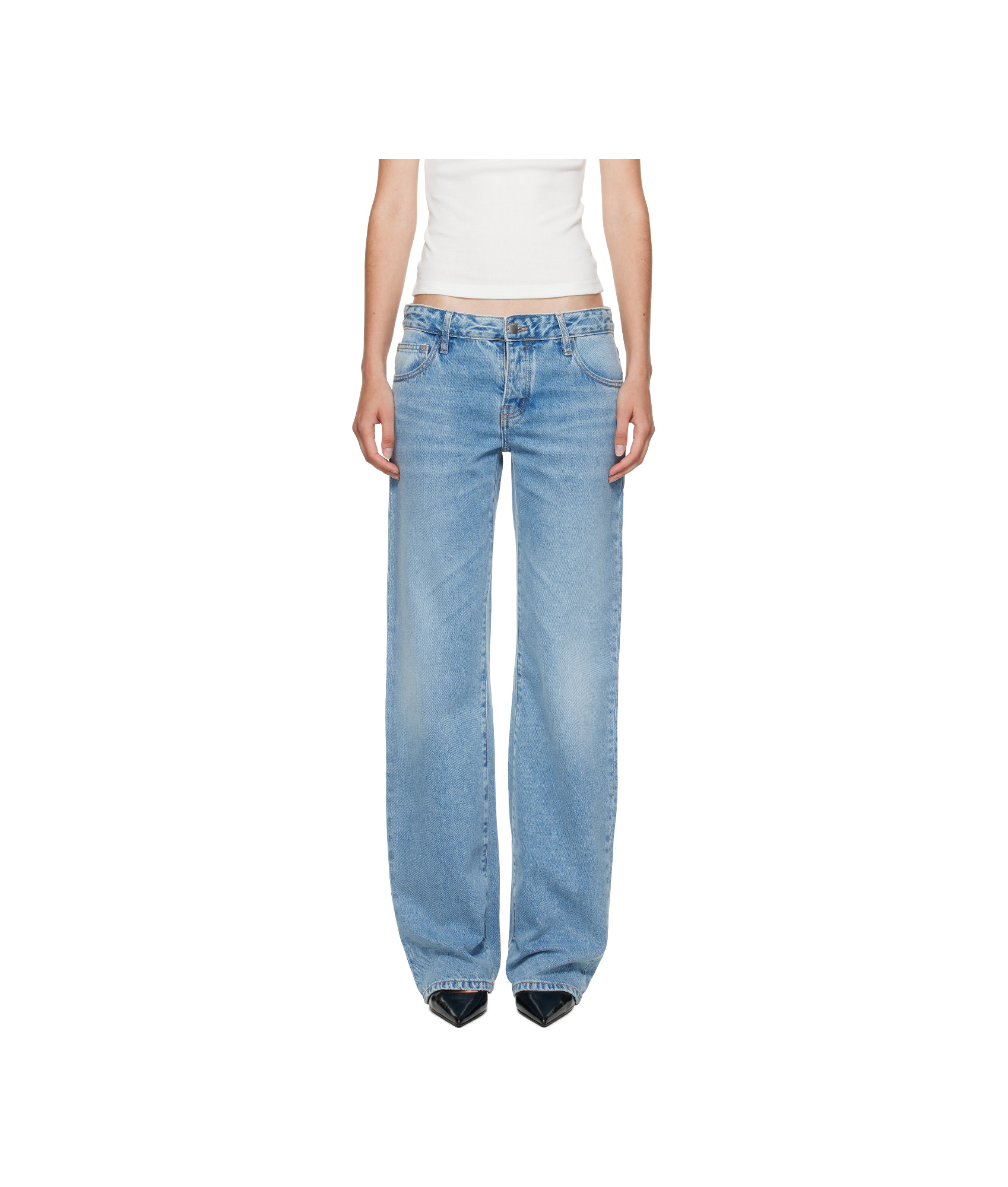 St Agni Faded Five-pocket Jeans Pants In Blue