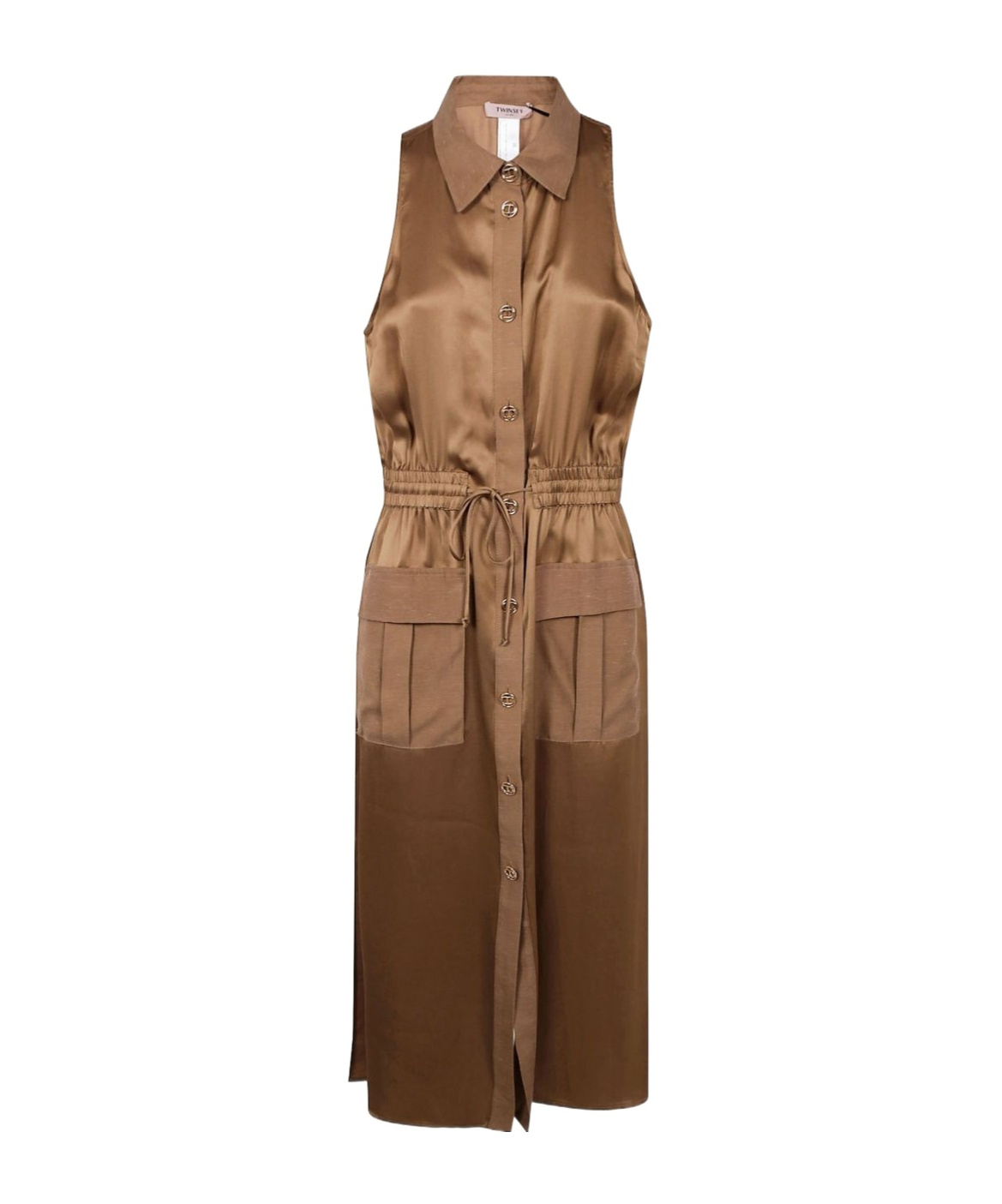 Shop Twinset Satin Button-down Shirt Dress