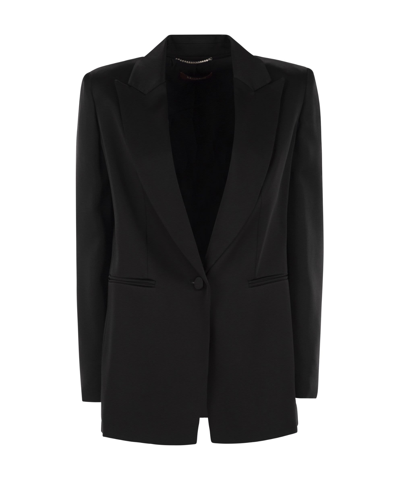Max Mara Single-breasted Envers Satin Jacket In Black
