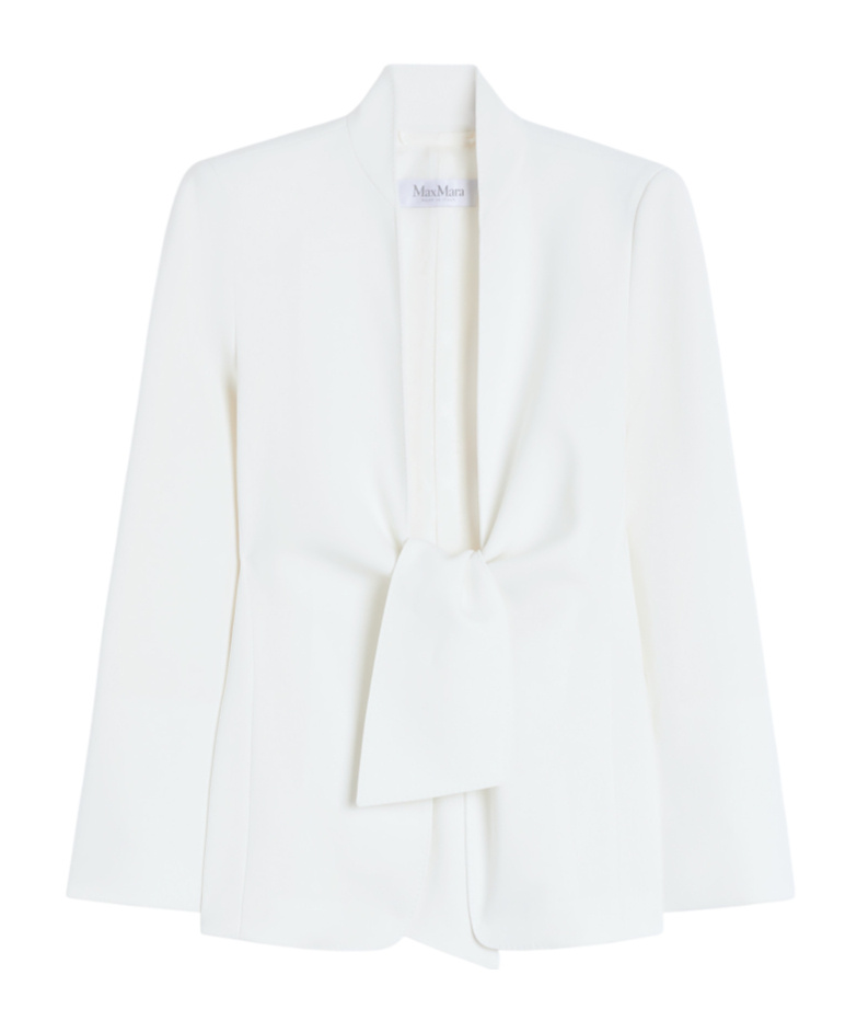 Max Mara Ghiotto Open-front Blazer With Knotted Sashes In White