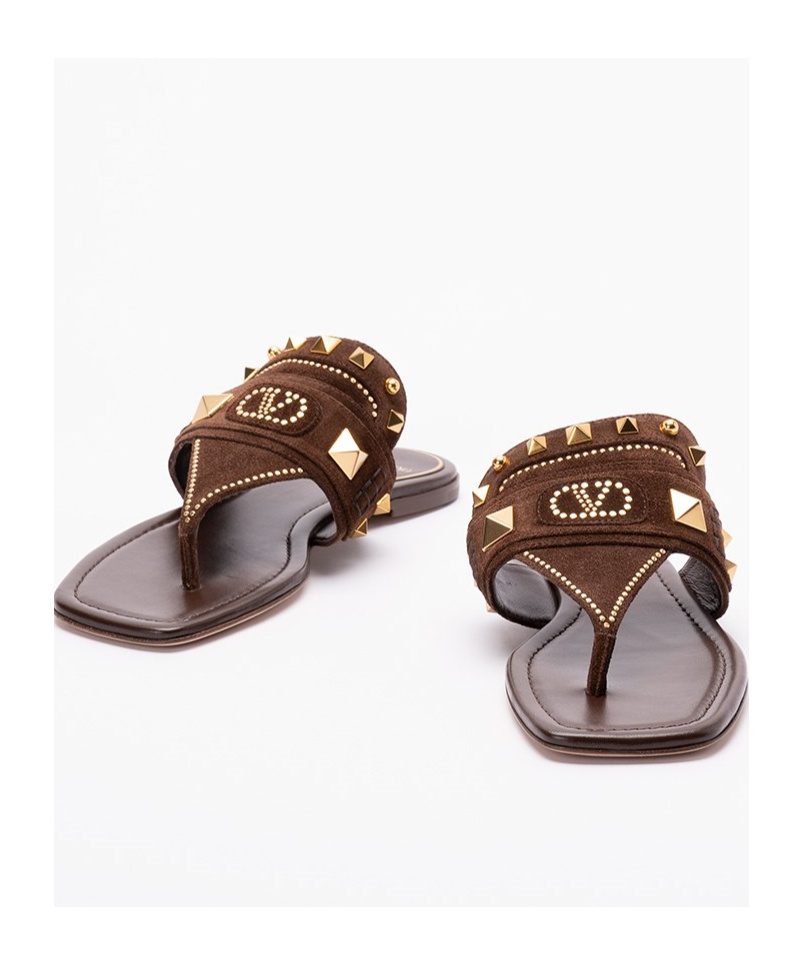 Valentino Open-toed Slippers In Brown
