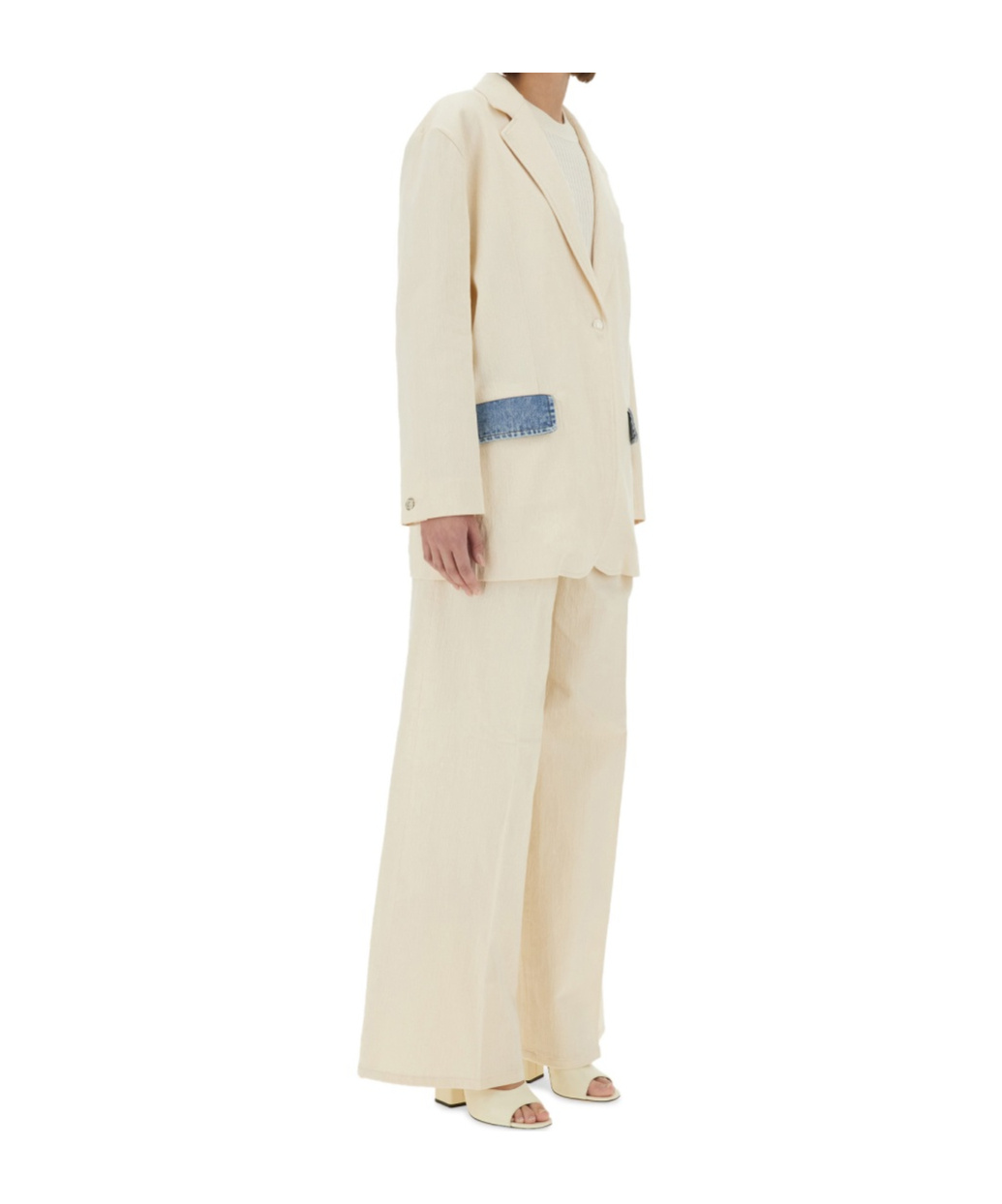 Moschino Urban Wide Fit Pleated Trousers In Neutral