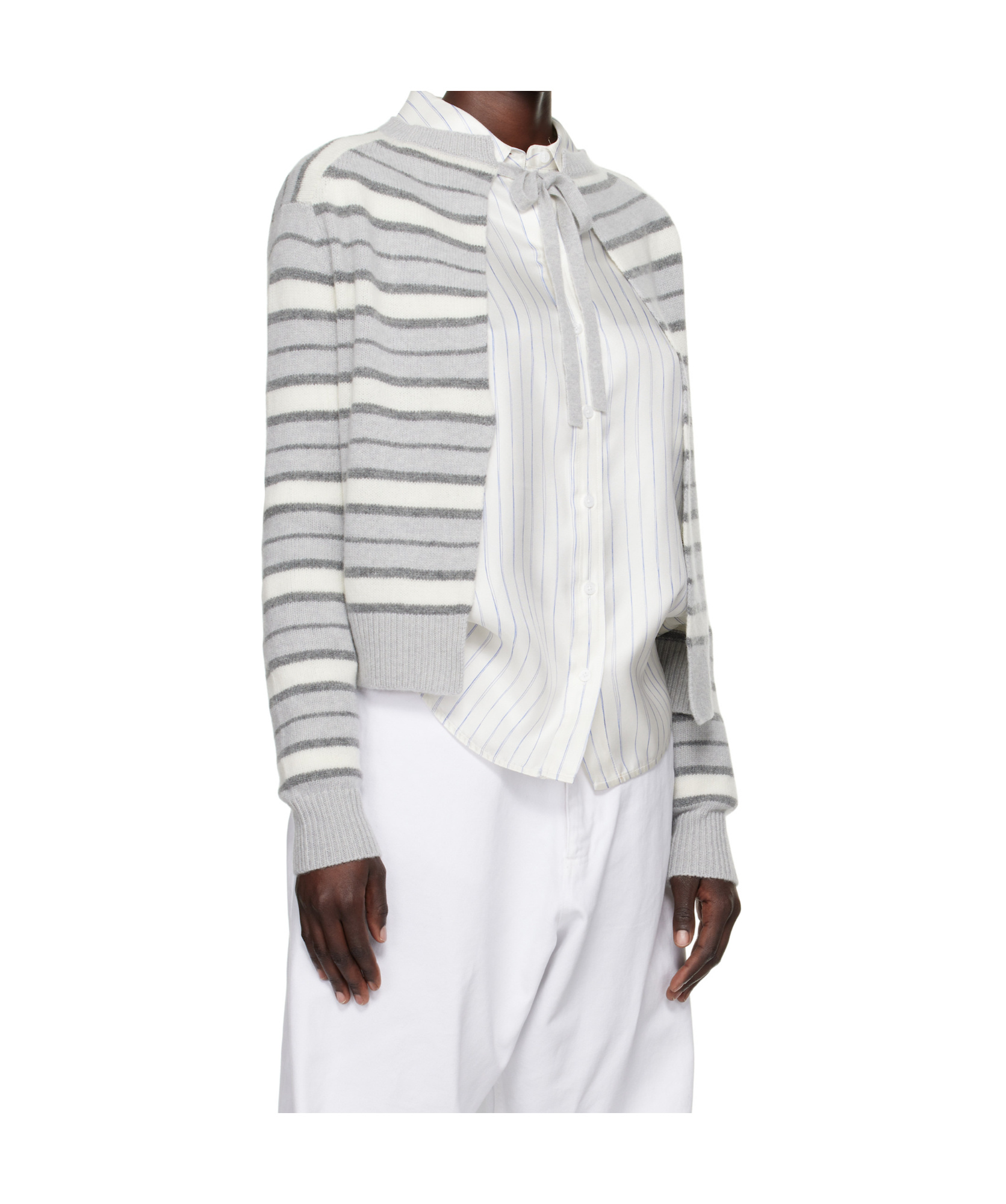 Marni Striped Open Back Sweater In White