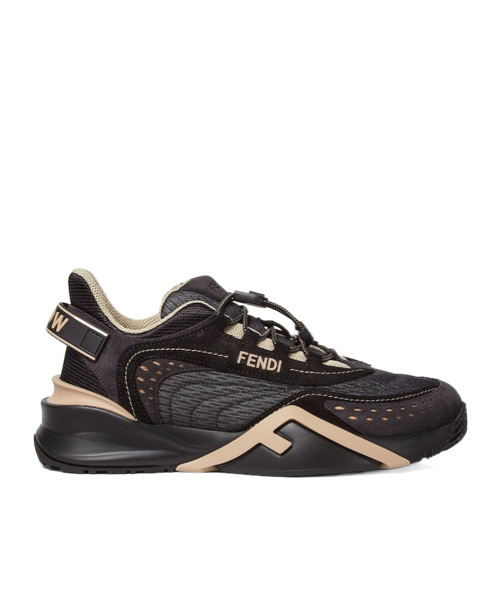 Fendi Flow Black Mesh And Suede Low Tops In Black