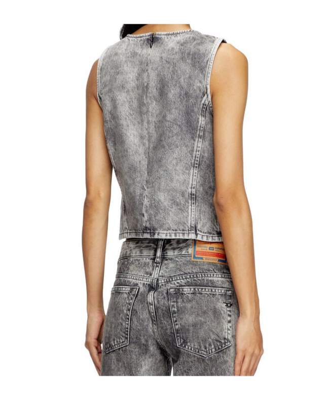 Diesel Distressed Embellished Fitted Sleeveless Top In Gray