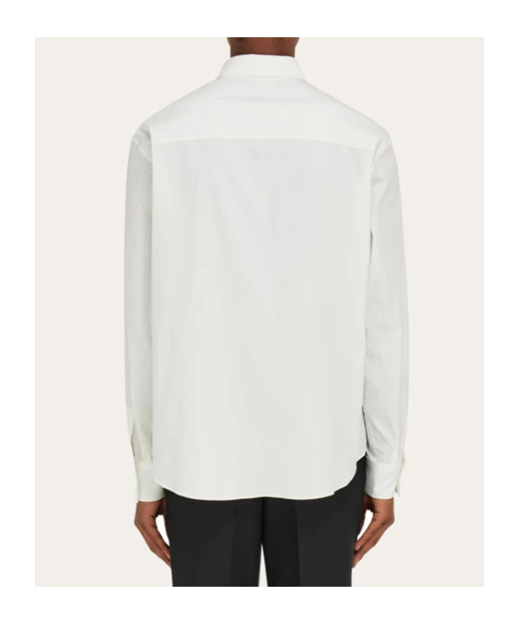 Ferragamo Shirt With Tonal Embroidered F In White