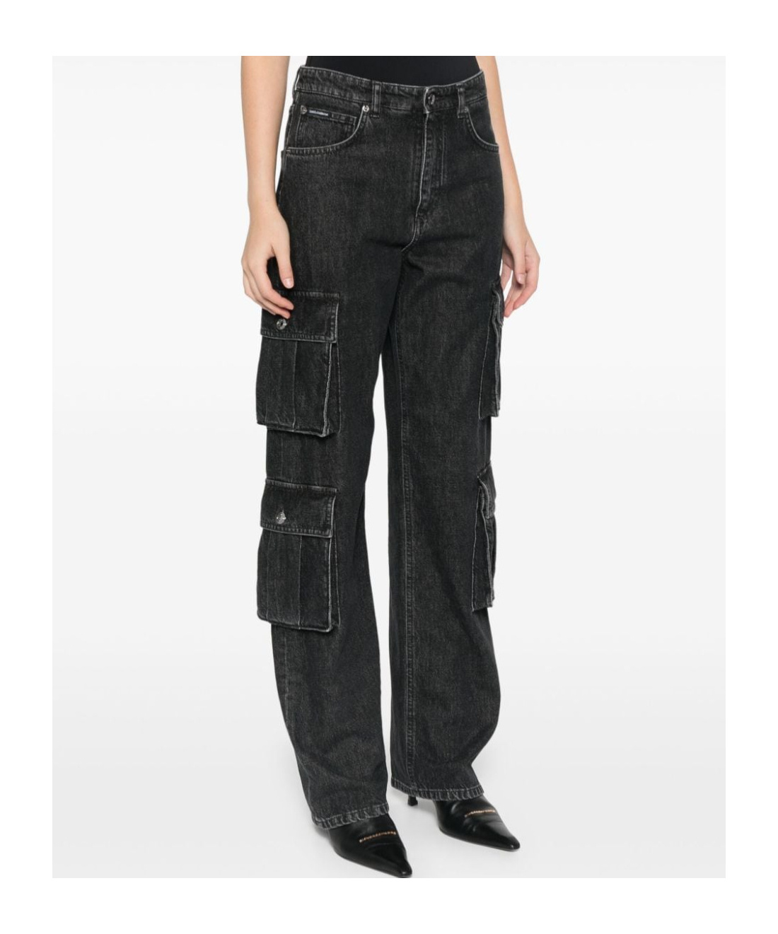Dolce & Gabbana Cargo Trousers Featuring Wide Leg And Pockets In Black