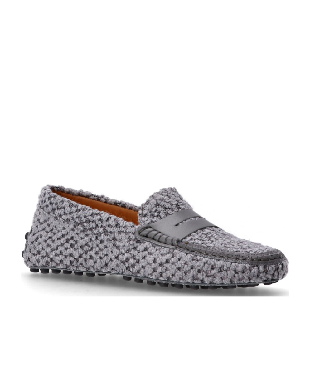 Tod's Fabric And Leather Moccasins In Gray