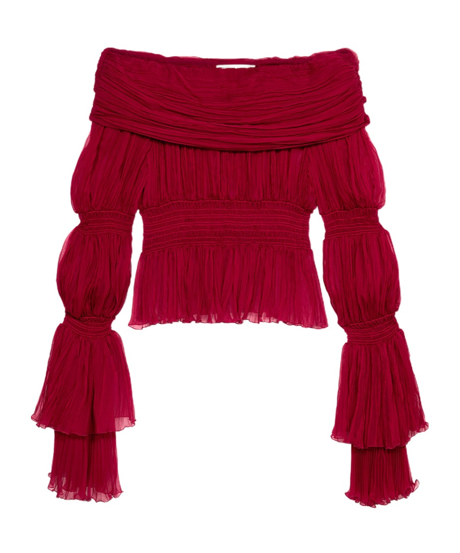 Blumarine Pleated Top In Red
