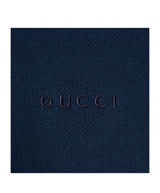 Gucci Cotton Piquet Polo Dress With Web In Blue