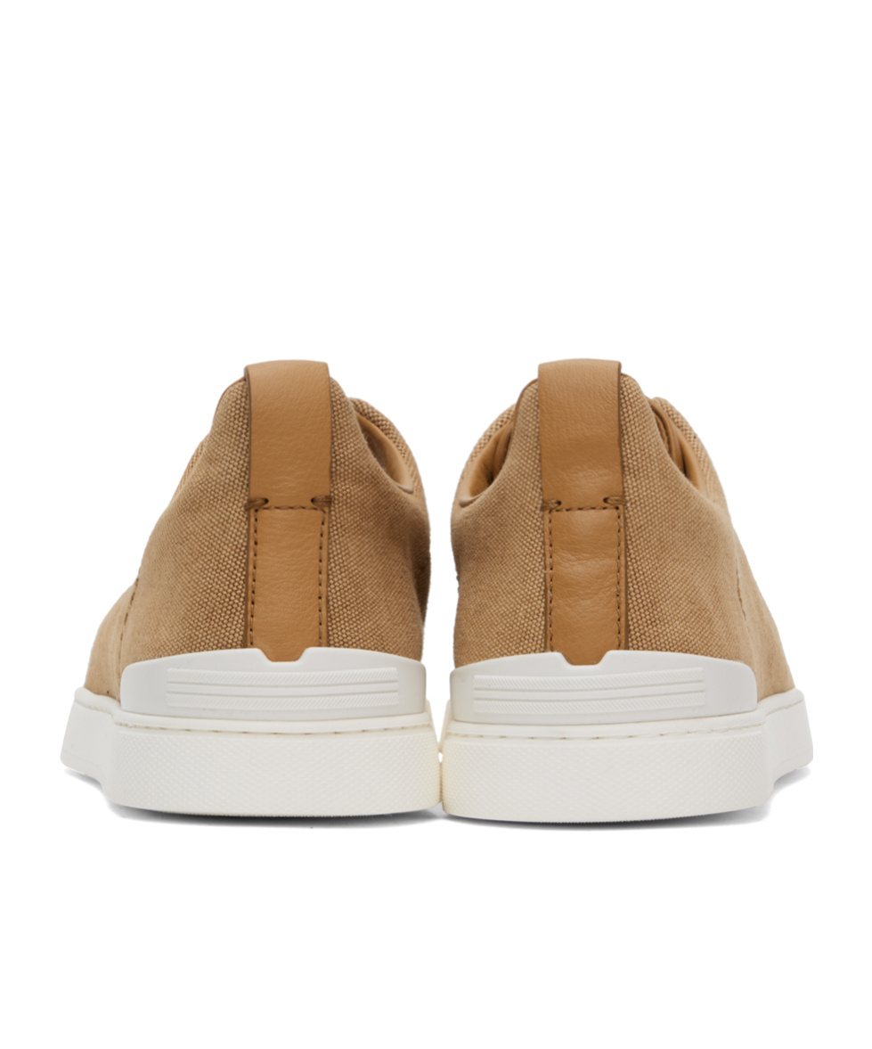 Zegna Triple Stitch Canvas Sneakers In Brown