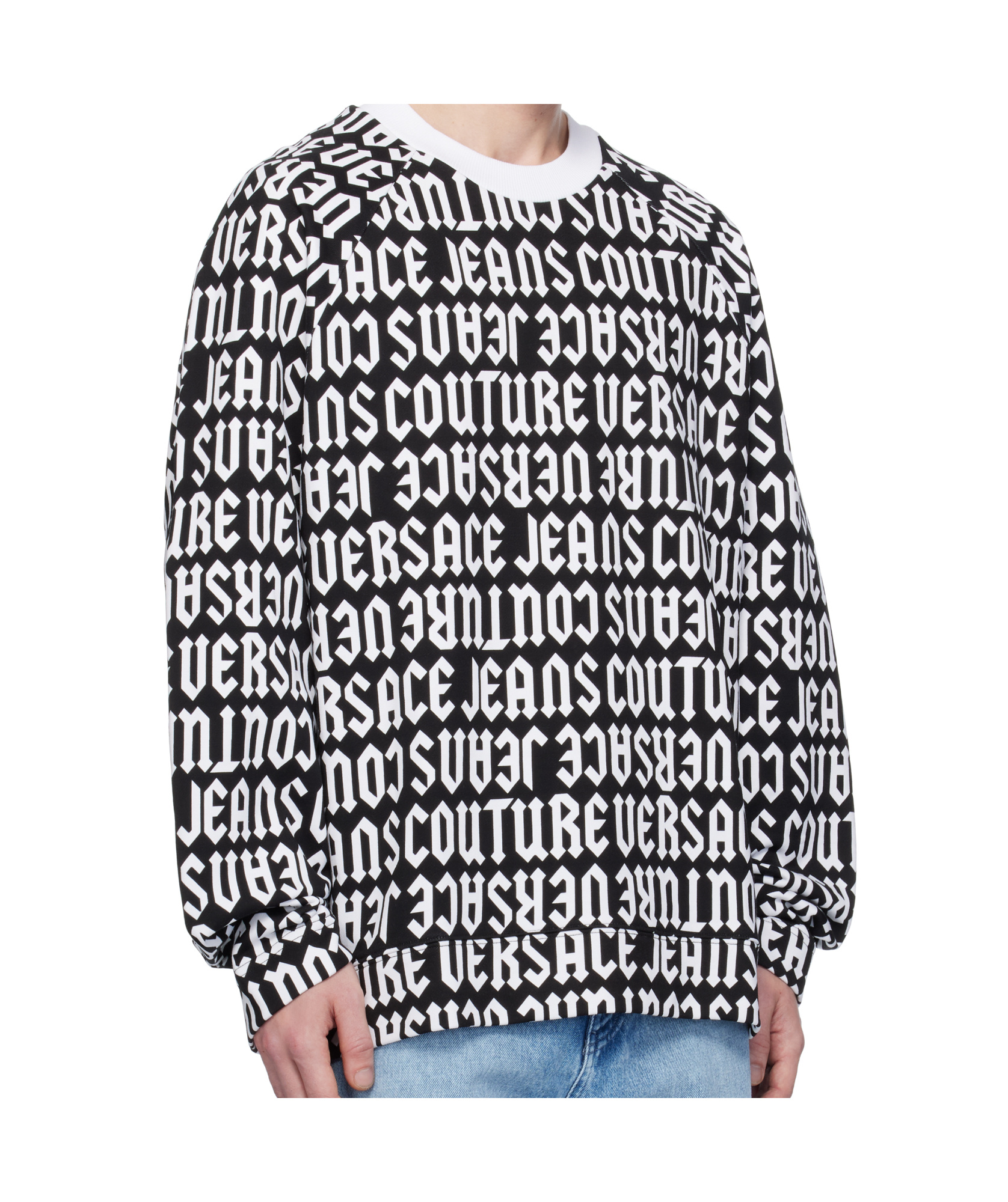 Shop Versace Jeans Logomania Pullover In Black
