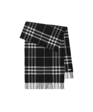 Burberry Check-print Fringed Cashmere Scarf In Black