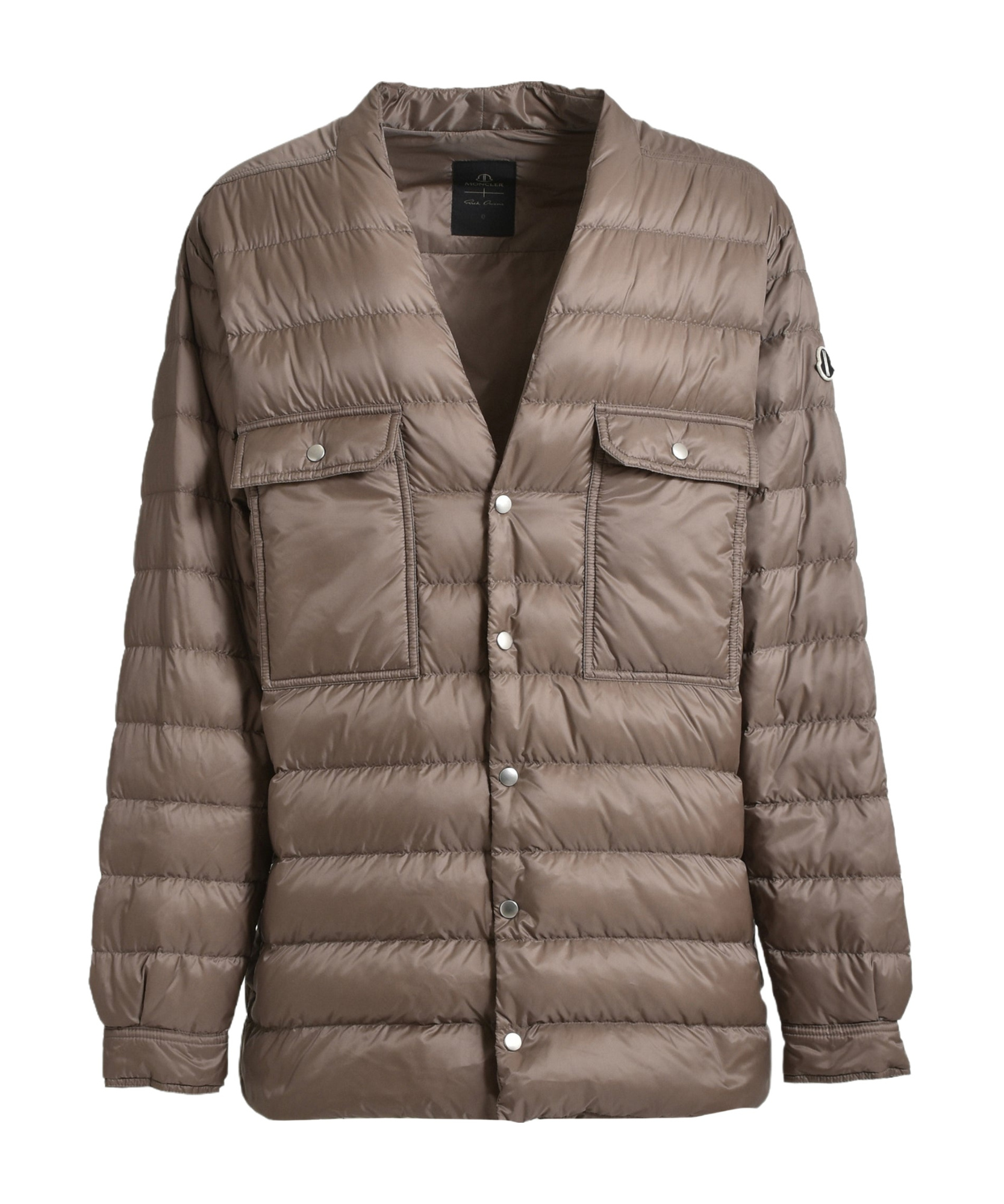 Moncler X Rick Owens Long-sleeved Down Jacket In Brown