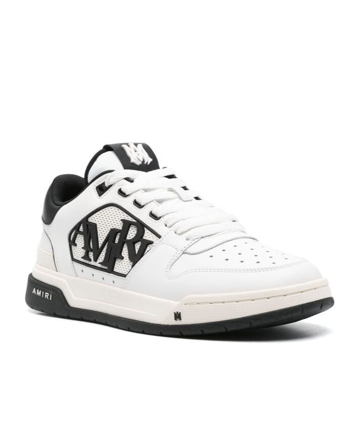 Amiri White Low Top Sneakers With Logo Patch On The Side And Contrasting Heel With Logo Lettering In Leath In White