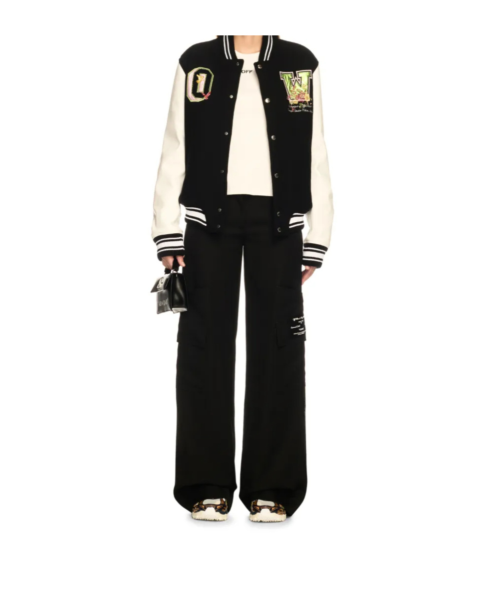 Off-white Floral-embroidered Bomber Jacket In Black