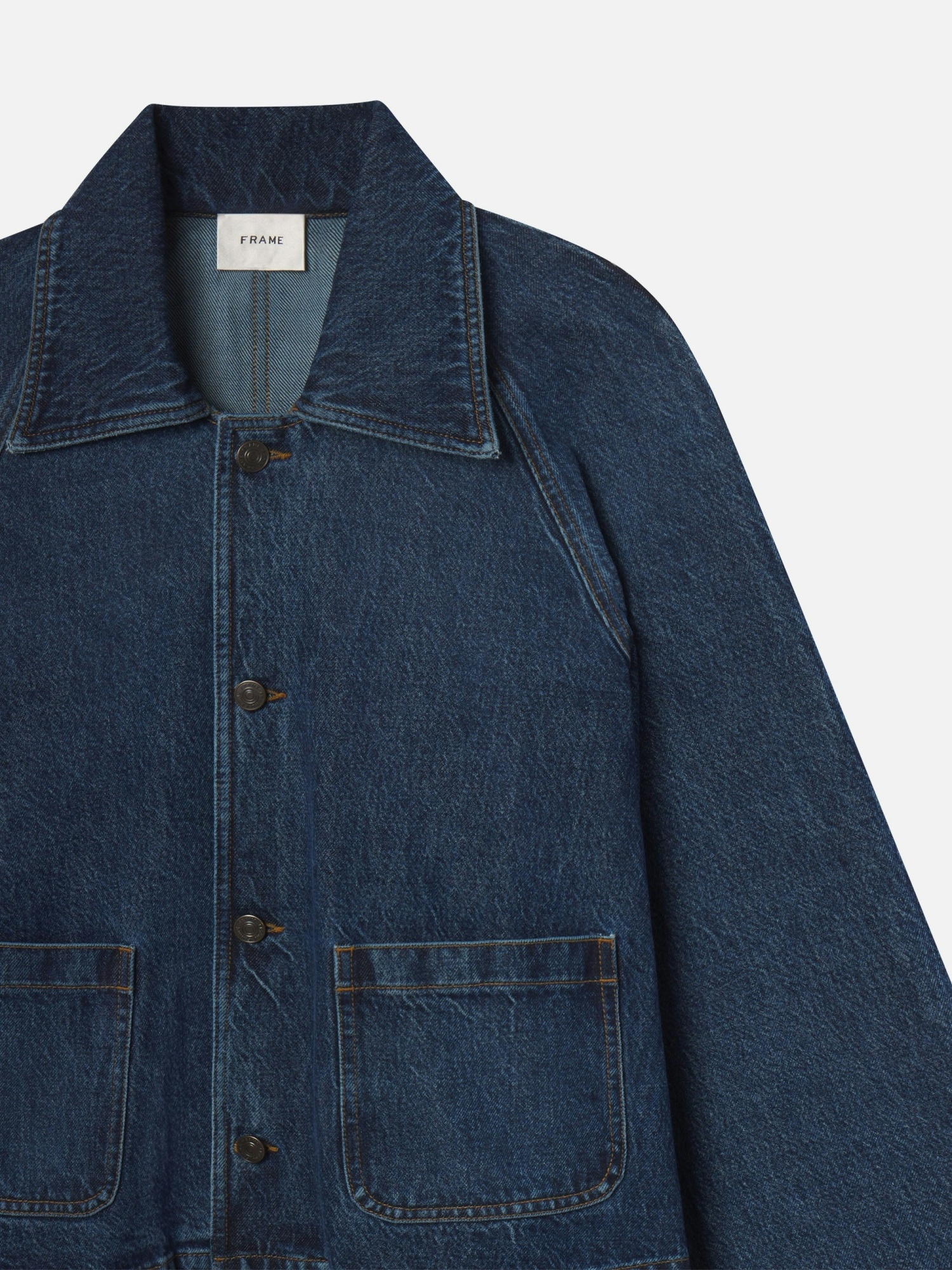 Frame Button-front Denim Jacket In Blue
