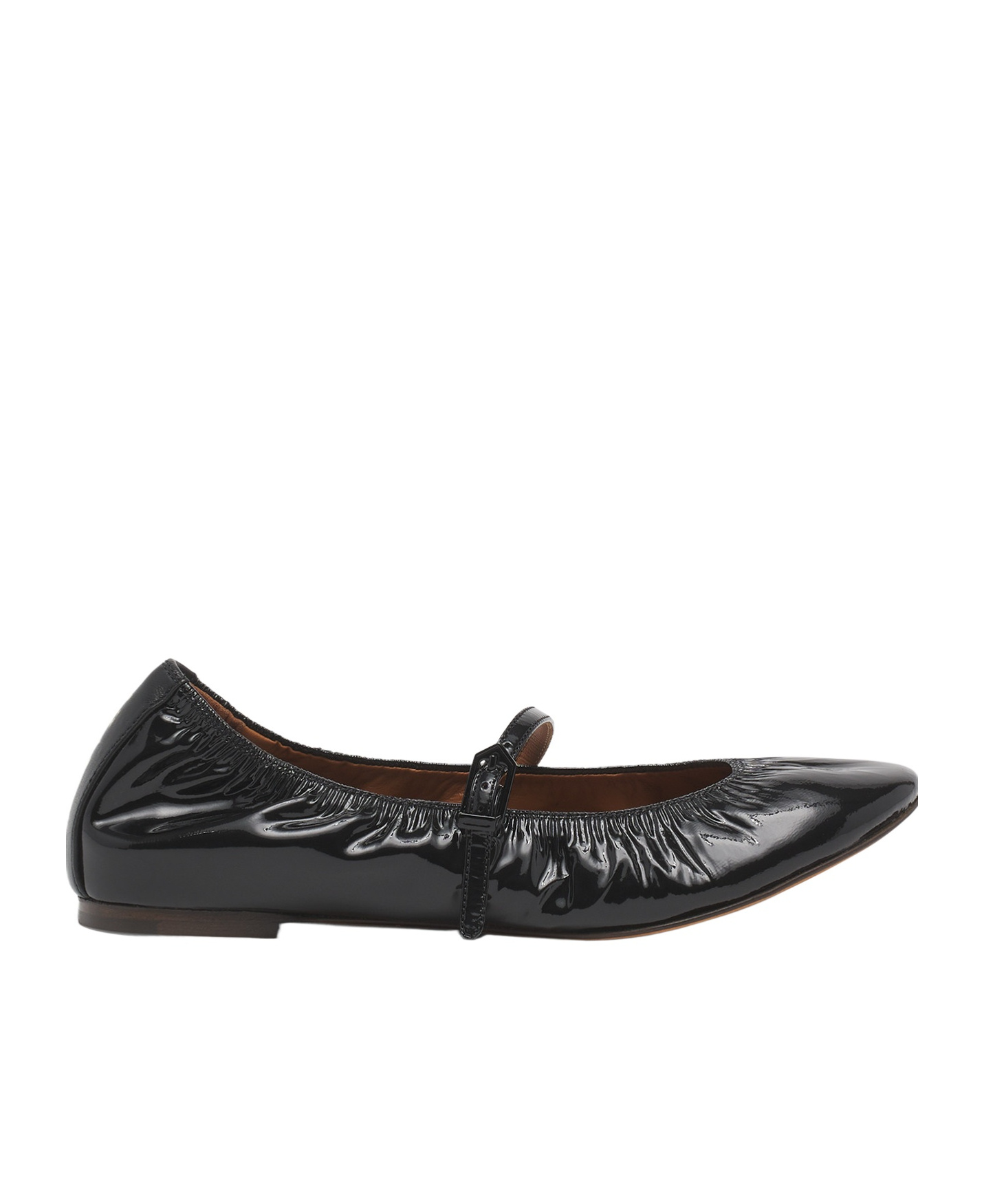 Lanvin Leather Mary Jane Ballerina Shoes In Black