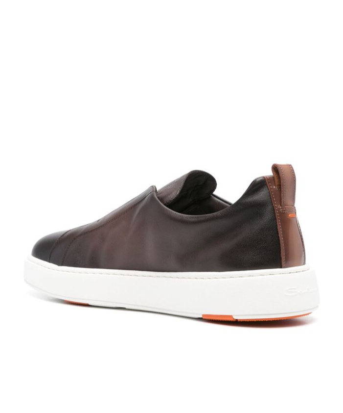 Santoni Mens Clean Icon Victory Leather Low-top Trainers Grey In Multi