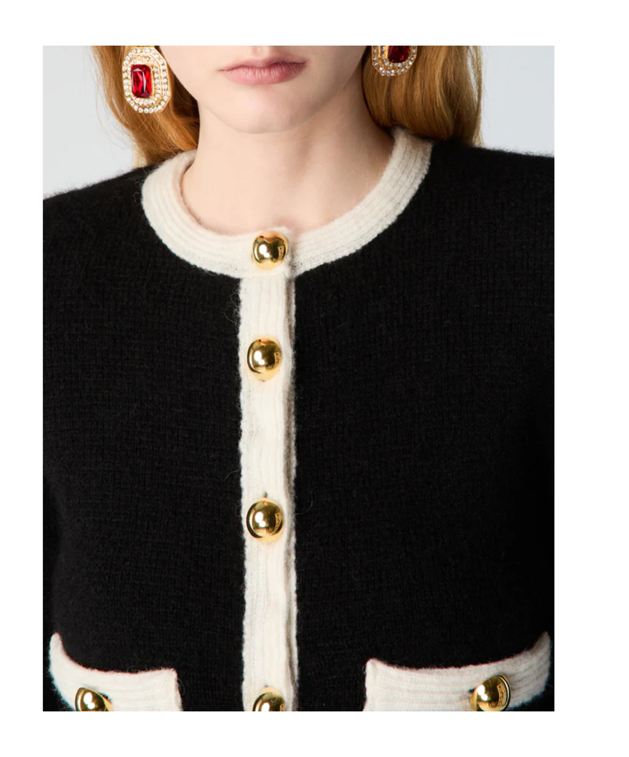 Alessandra Rich Alpaca Knitted Cropped Cardigan In Black