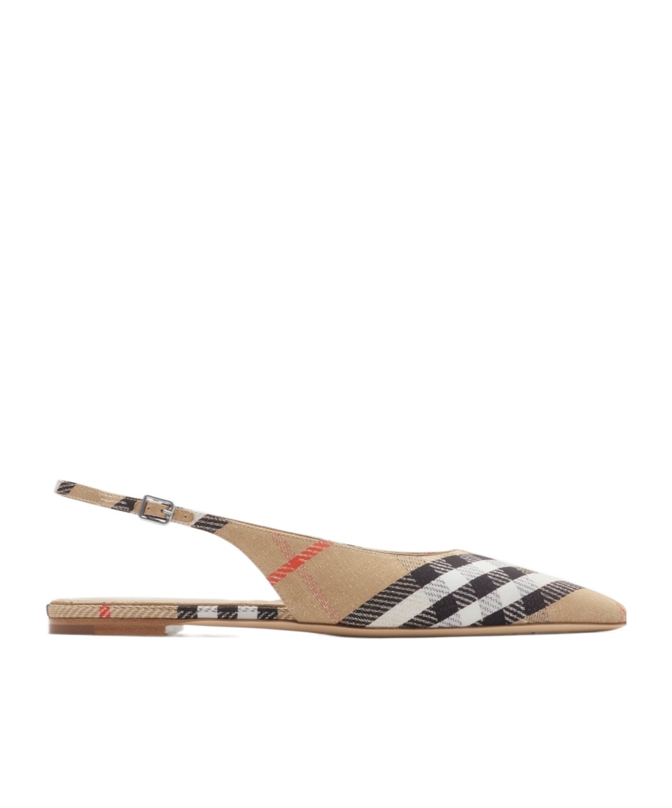 Burberry Check Birdie Slingback Ballerina Flats Women In Sand