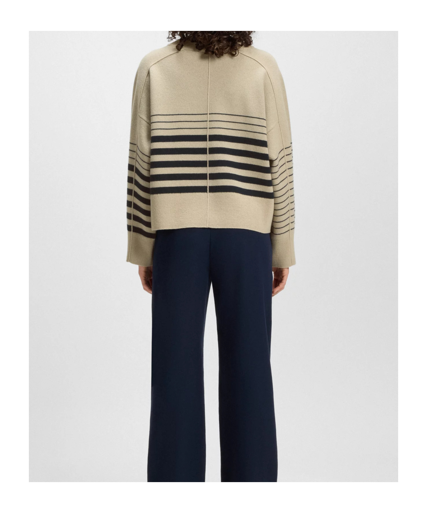 Hugo Boss Block-stripe Sweater In Wool And Cashmere In Neutral