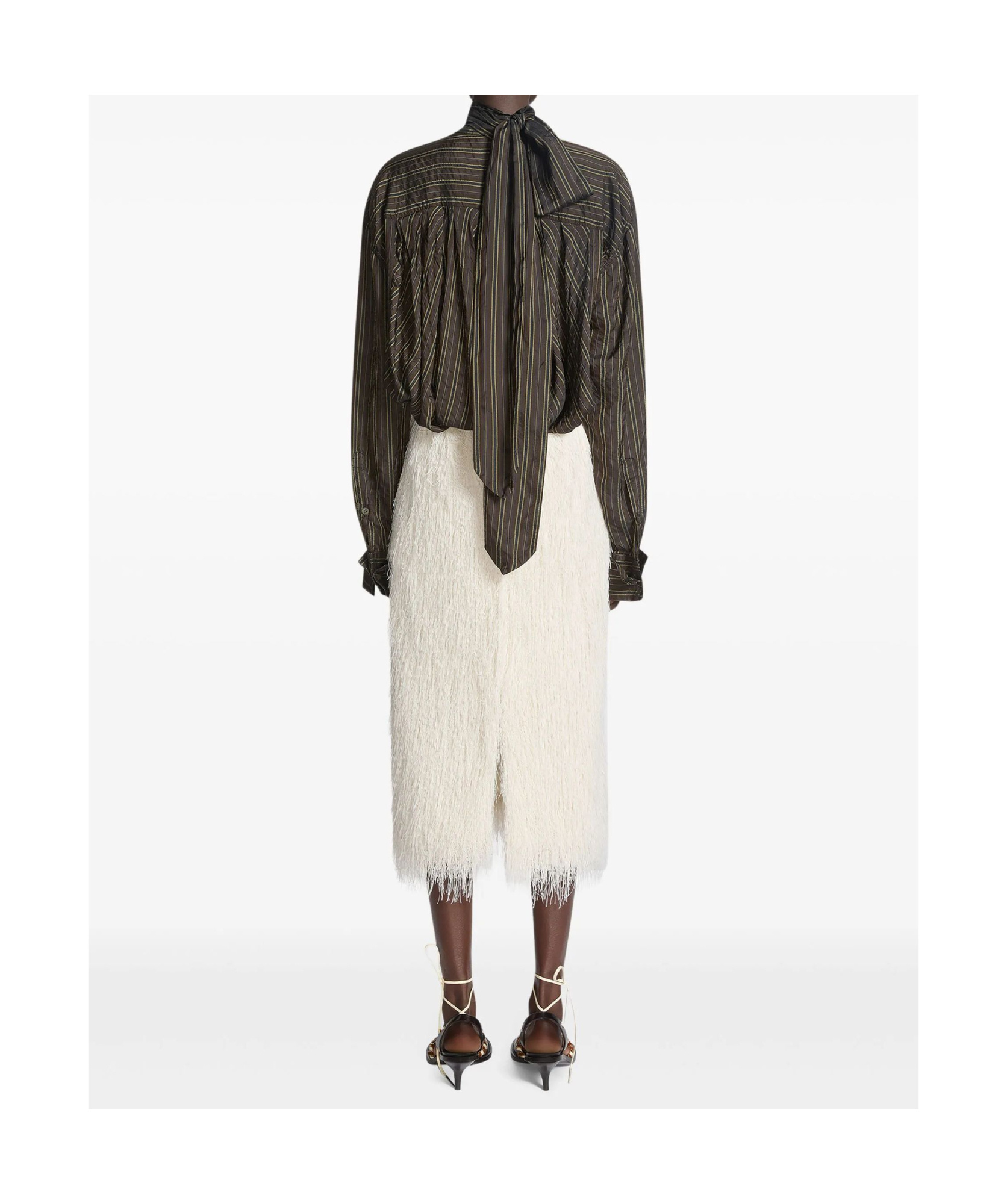 Dries Van Noten Sokna Fringe Midi Skirt In Neutral