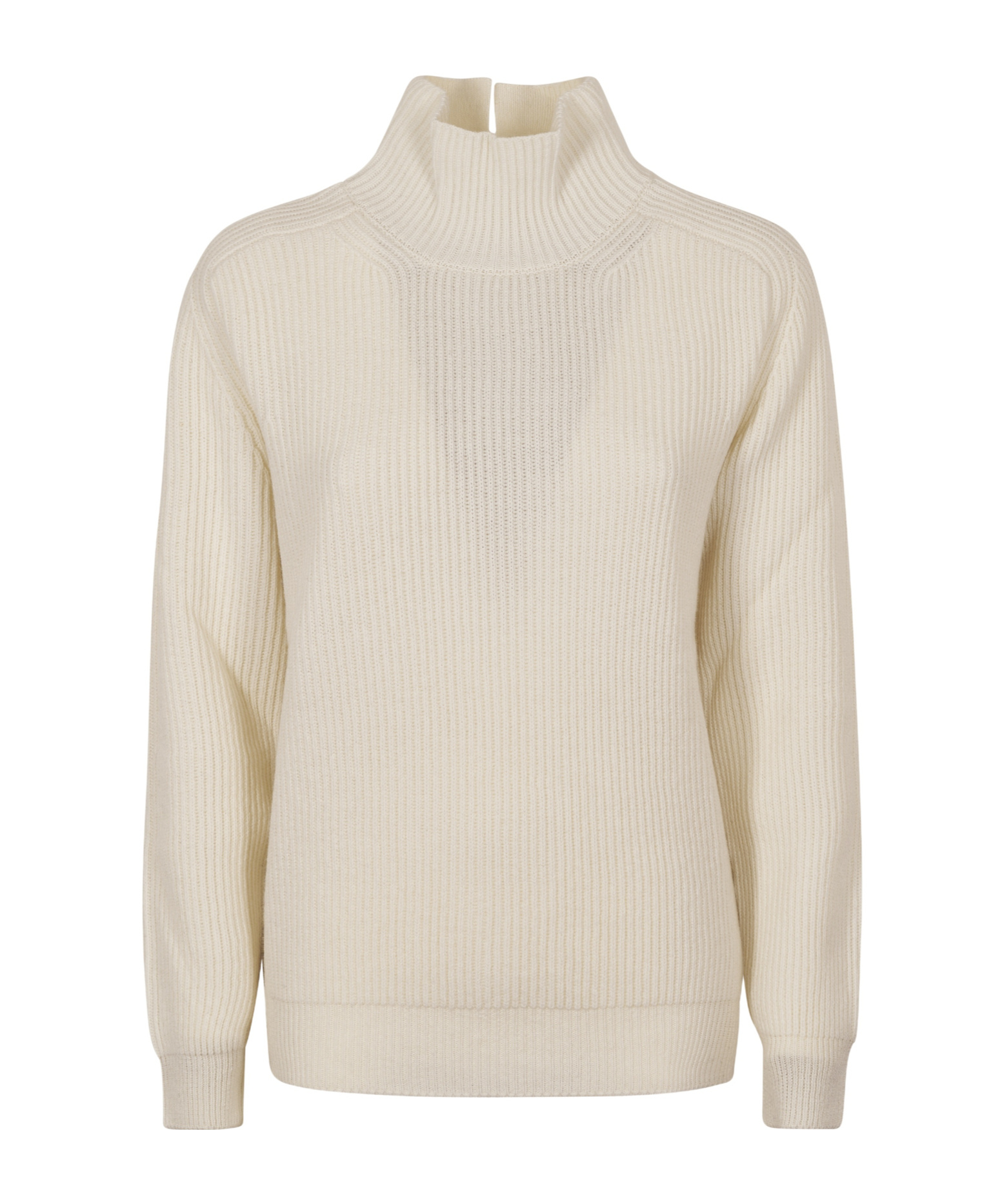 Dondup High Neck Ribbed Sweater With Split Collar Detail In Neutral