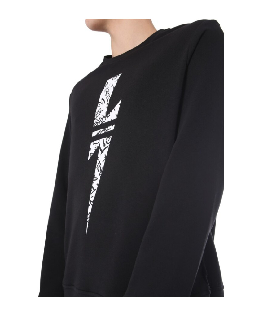 Neil Barrett Lightning Printed Pullover In Black